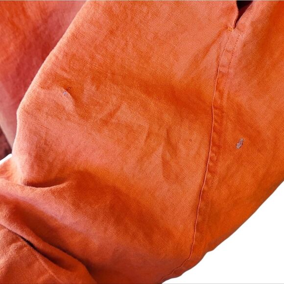 J. Jill Love Linen Women's Orange Button Front Shirt Dress Size LP - Picture 4 of 6
